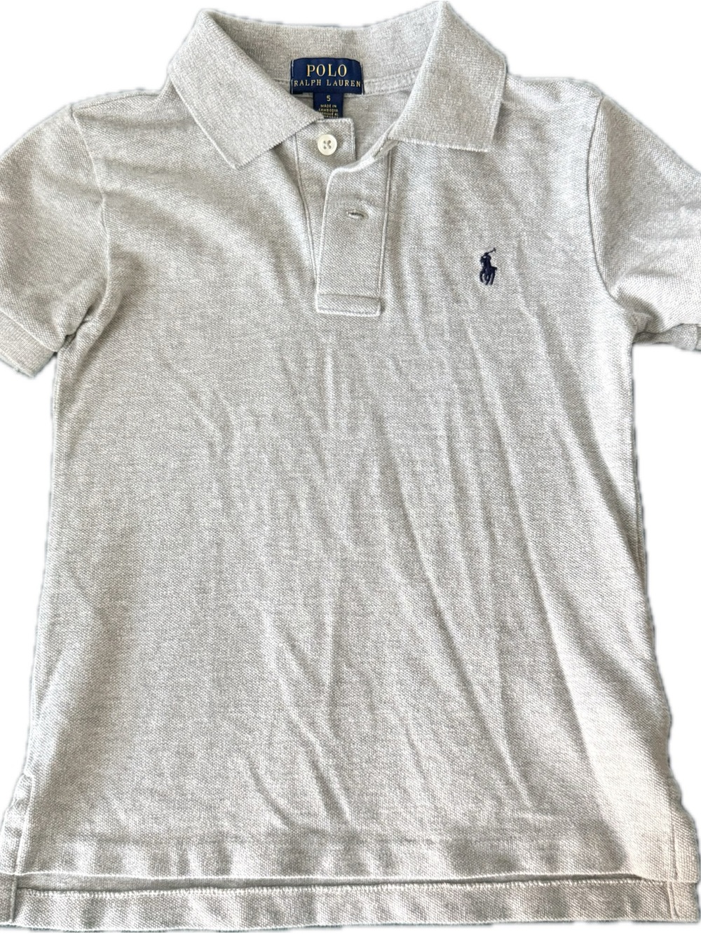 Polo by Ralph Lauren Boys' Heather Gray Polo with Navy Pony